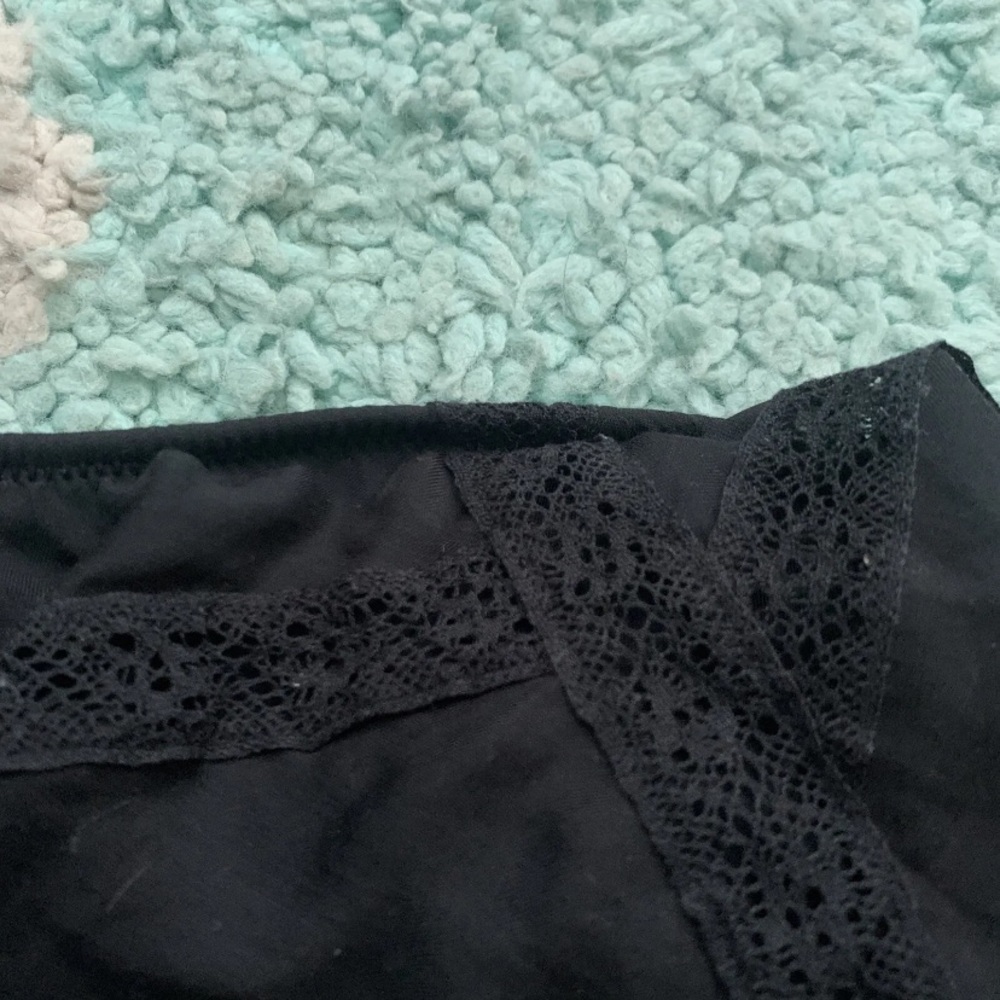 Victoria's Secret PINK Bikini Top Swim Flutter Floral Black Tiered XS Bandeau - Picture 5 of 10